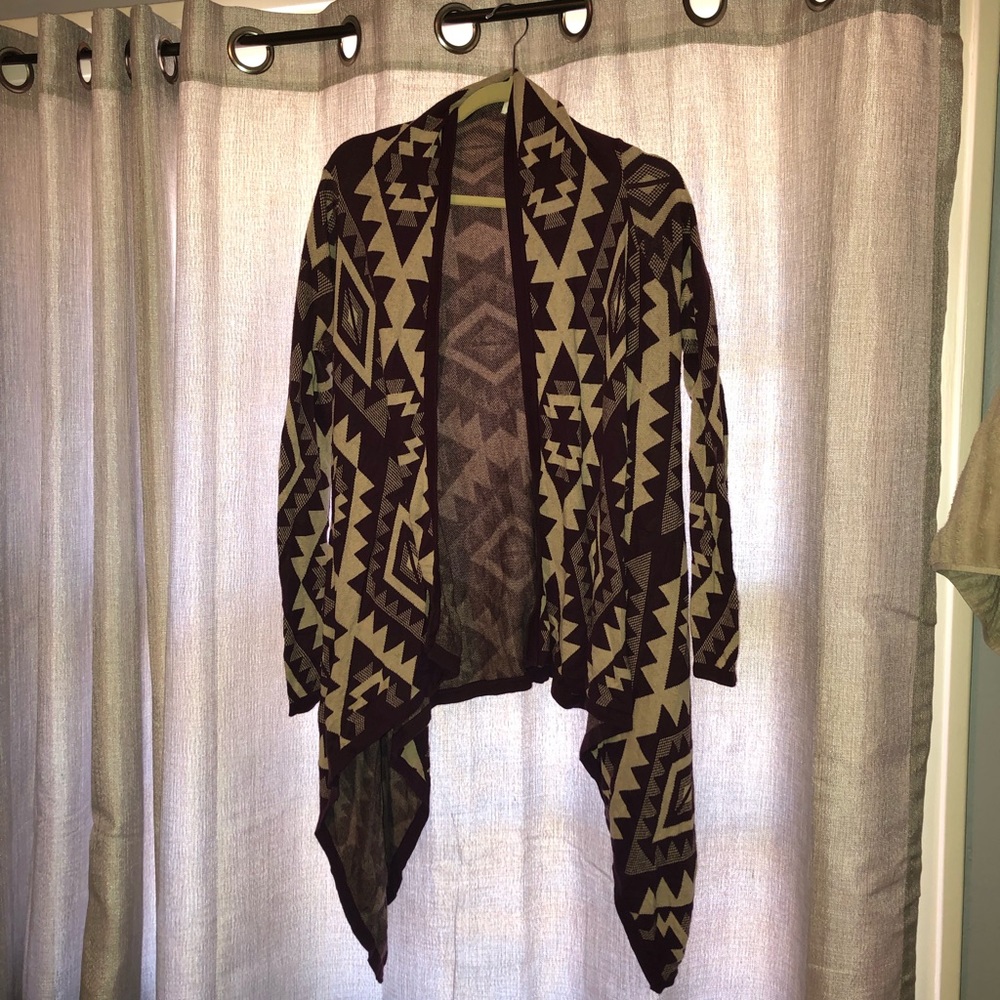 Burgundy and Cream cardigan.